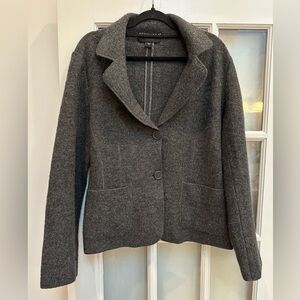 Bernardo Career Tailored Structured 100% Wool Charcoal Grey Blazer Jacket Size L